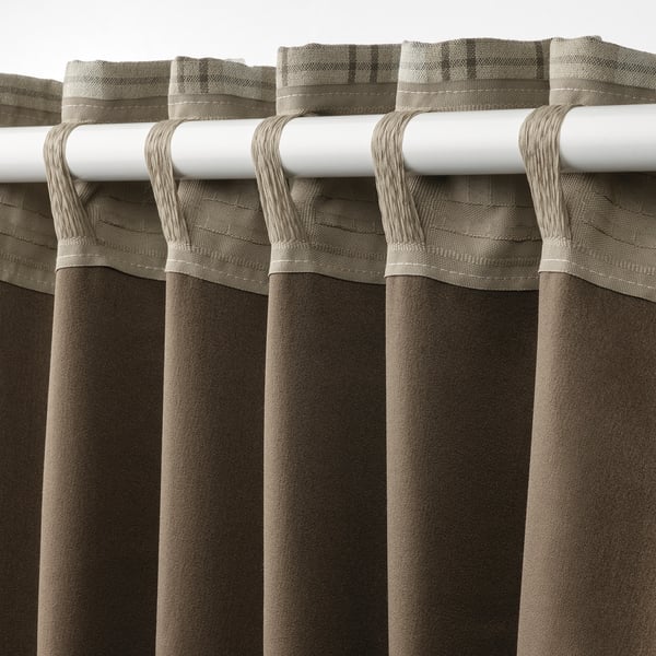HÄGGVECKMAL Rideaux assombrissants, 2 pièces, beige/ruflette, 145x300 cm