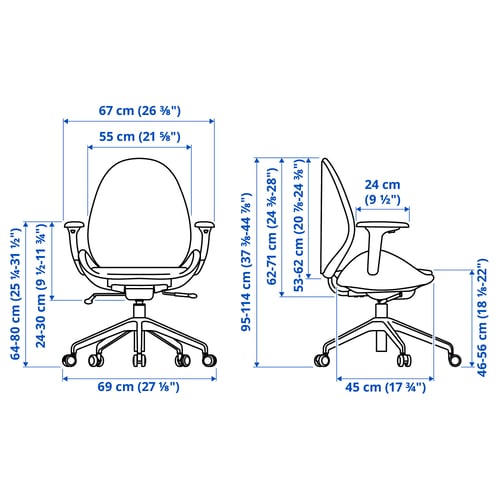 Illustration avec les mesures du produit : HATTEFJÄLL.