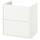 Meuble de salle de bain HAVBÄCK blanc, design rectangulaire élégant avec deux grands tiroirs.