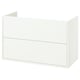 Un meuble-lavabo HAVBÄCK blanc au design épuré et minimaliste avec deux tiroirs.