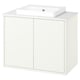 Meuble de salle de bain blanc Havback, plateau en marbre, lavabo rectangulaire, meuble mural.
