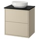HAVBÄCK / VINDELÄLVEN Meuble lavabo avec tiroirs/vasque, beige/noir marbré, 62x49x77 cm