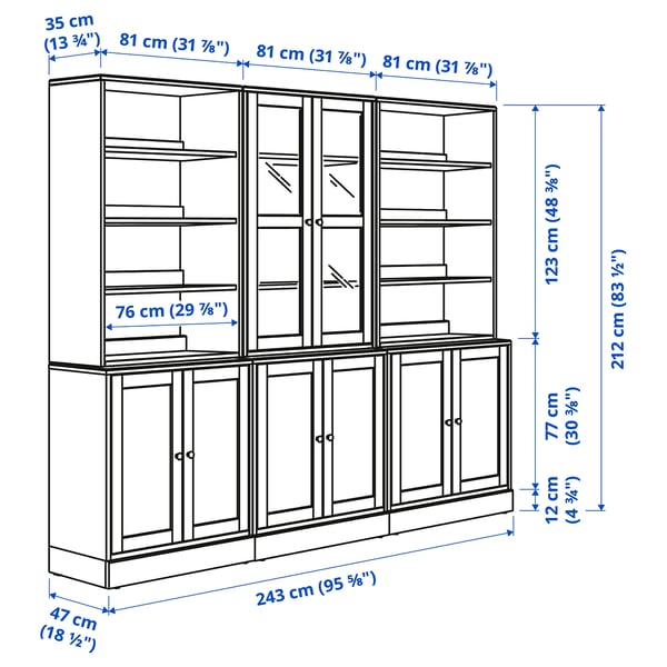 Illustration avec les mesures du produit : HAVSTA.