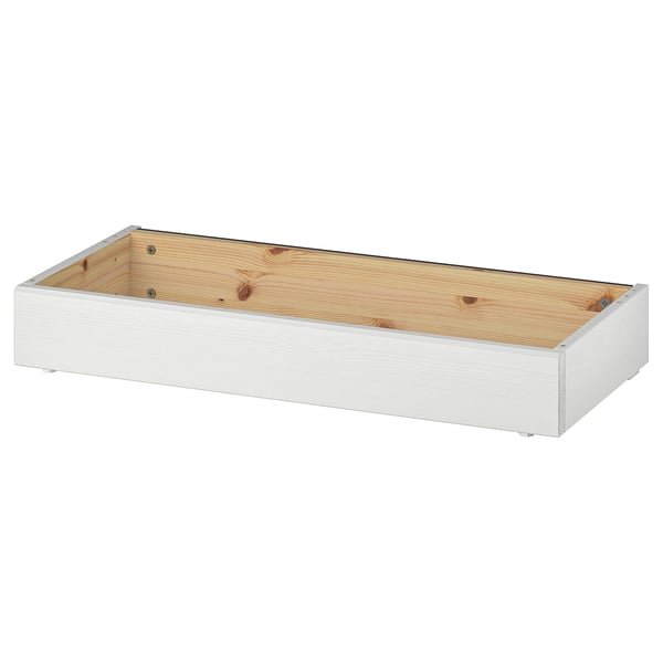 Étagère en bois blanc HAVSTA avec intérieur en pin, forme rectangulaire et design élégant.