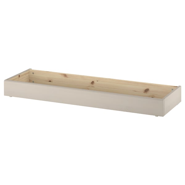 Un socle en bois de pin HAVSTA en finition naturelle. Son rectangulaire, fabriqué avec une texture de grain de bois lisse et légère, est conçu pour être utilisé avec les unités HAVSTA.