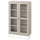 Armoire HAVSTA, beige clair, portes vitrées, étagères en bois, rectangulaire, design de ferme moderne.
