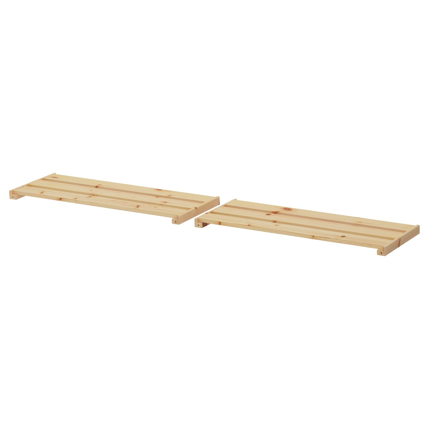 Deux étagères en bois clair, design simple, aucun article, finition naturelle.