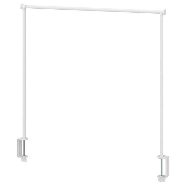 TIGE DE TABLE BLANCHE DE L’HÉLGEÖ , DÉCOR MINIMALISTE, MÉTAL ET PLASTIQUE, SERRES RÉGLABLES, FORME CARRÉE.