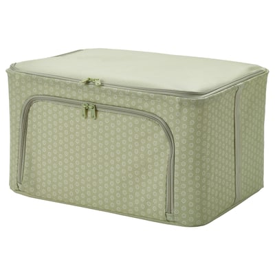 HEMMAFIXARE Sac de rangement, fleur/gris-vert pâle, 34x51x28 cm
