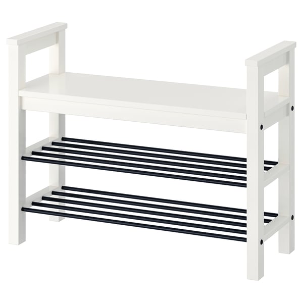 Étagère à chaussures HEMNES blanche, design simple, peut contenir 12 paires.