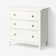 HEMNES Commode 3 tiroirs, teinté blanc, 108x96 cm