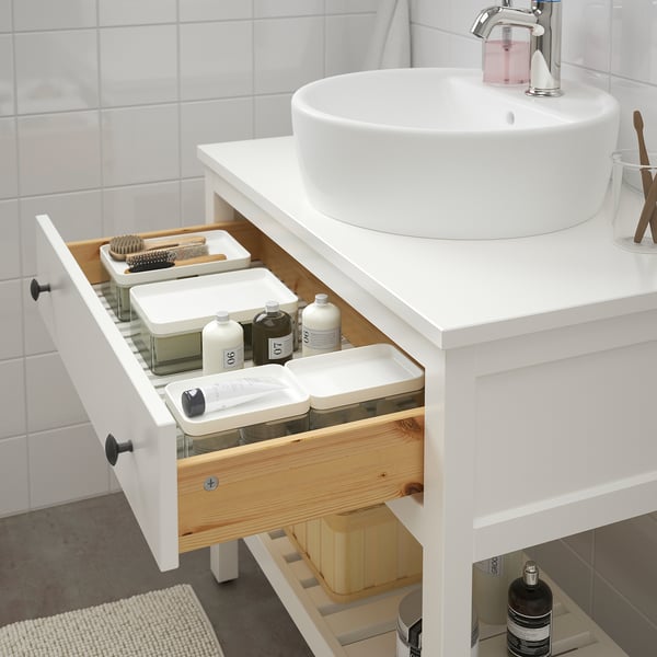 Armoire de lavabo de salle de bain avec tiroir et brosses, fermeture douce, robinet chromé