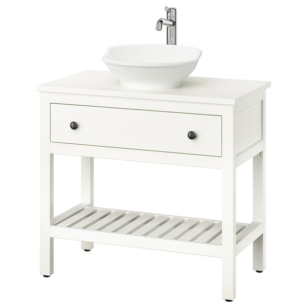 HEMNES / VÄSTERSJÖN Meuble lavabo ouv ac tiroir/vasque, blanc, 82x48x90 cm