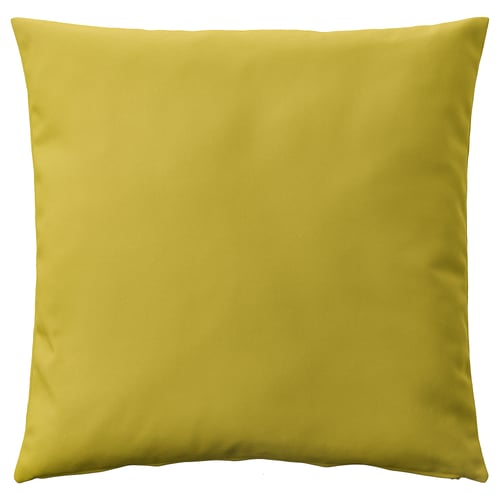 HJÄRTERÖ Housse de coussin, jaune vert extérieur/intérieur, 50x50 cm