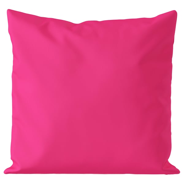 Coussin carré magenta, tissu lisse, utilisation intérieur/extérieur.