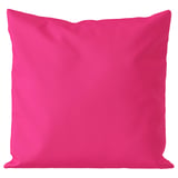 Coussin carré magenta, tissu lisse, utilisation intérieur/extérieur.