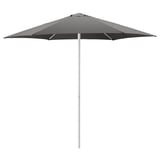 Parasol ouvert gris avec poteau en aluminium
