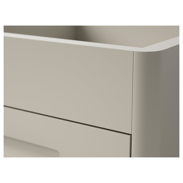 Meubles modernes et élégants avec des surfaces lisses et revêtues de poudre. Conçu pour un glissement facile et une fermeture silencieuse des tiroirs.