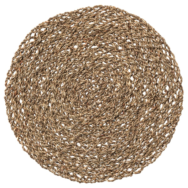 Set de table en jonc de mer naturel IHÅLLIG, rond, tissé.