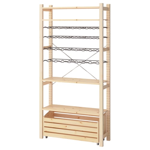 Étagère de rangement en bois IVAR, réglable, design simple.
