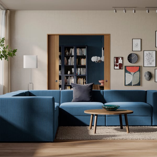 JÄTTEBO Canapé d'angle modulaire, 6 places, Samsala bleu foncé