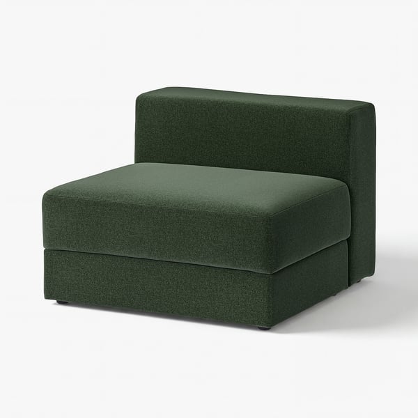 Canapé sectionnel JÄTTEBO en L, vert foncé, moelleux et tissé en tissu doux.