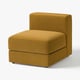 Une chaise JÄTTEBO jaune, faite de polyester recyclé avec une texture de velours côtelé. Il a une forme carrée et carrée et un couvercle amovible.