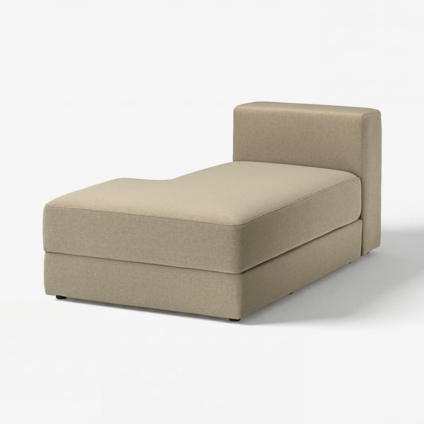 JÄTTEBO beige chaise-longue moderne et modulaire, avec rangement, coussins en mousse souple, pour le confort.