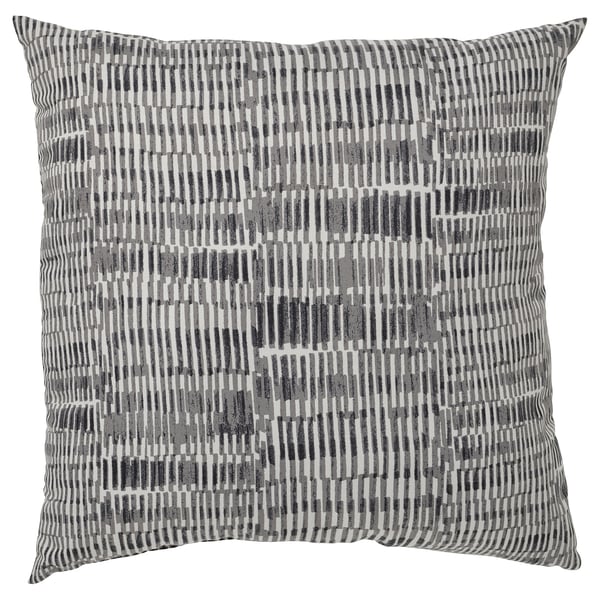 JORDKASTANJn coussin carré, gris, polyester recyclé doux, motif géométrique.