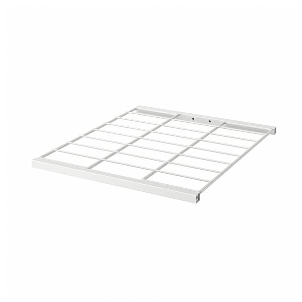 Une étagère JOSTEIN en acier blanc, rectangulaire et thermolaqué. Il a une conception en grille et convient à une utilisation intérieure et extérieure.
