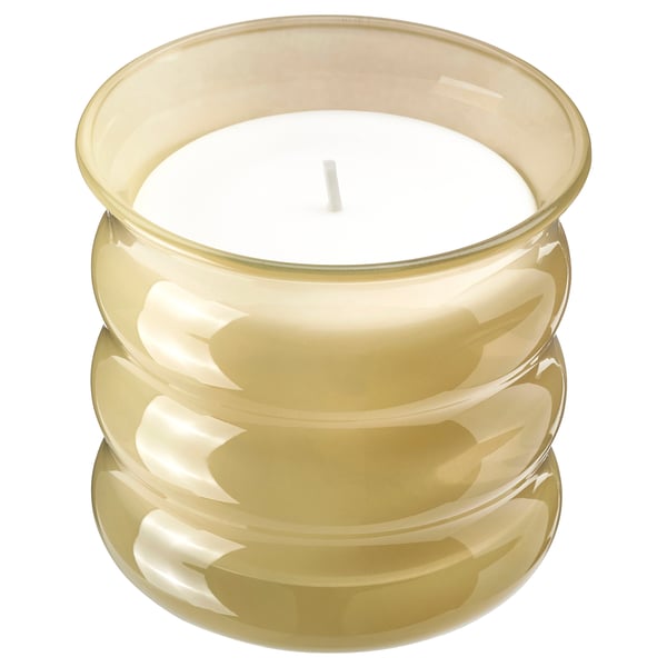 JUVELTRAST Bougie parfumée dans verre, vanille jaune clair, 50 hr