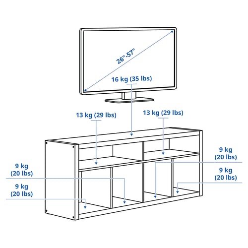 Illustration avec les mesures du produit : KALLAX.