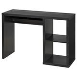 Bureau ikea KALLAX noir, rectangulaire avec rangement, design minimaliste, sortie de câble.