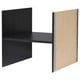 Étagère KALLAX à deux faces, noir et beige, bois de pin, forme carrée, design simple.