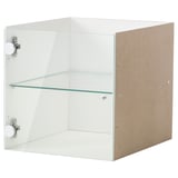 Étagère KALLAX : cube blanc avec porte vitrée, pour ranger les articles à l’abri de la poussière.