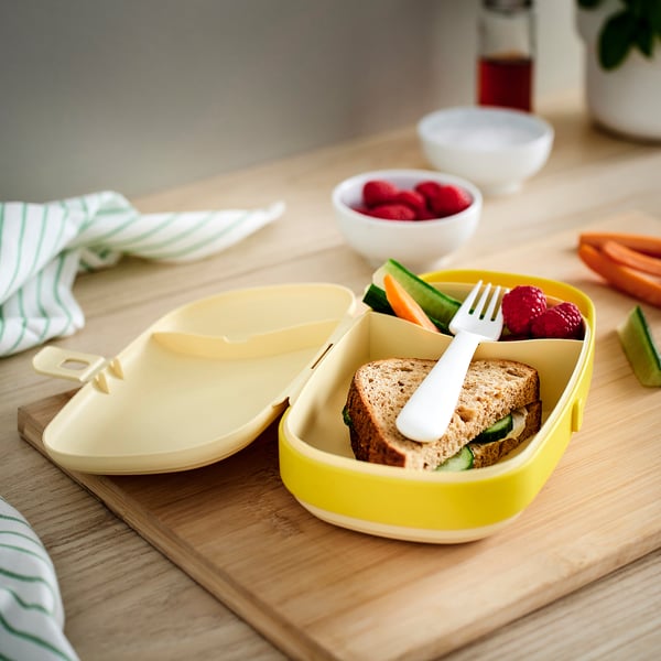 KAPTENSFISK Boîte repas, jaune, 23x13x6 cm