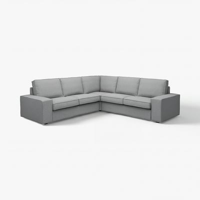 Canapé en forme de L gris KIVIK, design moderne avec accoudoirs bas, coussins de soutien et tissu durable.