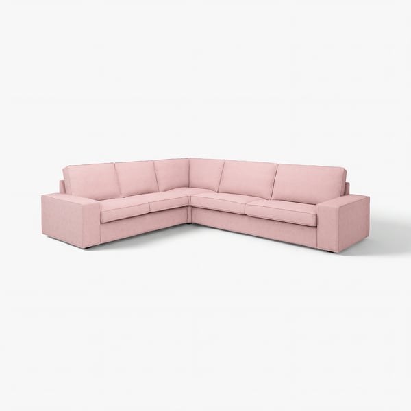 Canapé sectionnel rose KIVIK, moderne et en forme de L, sièges profonds confortables, tissu facile à nettoyer.