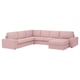 Un canapé sectionnel KIVIK rose clair avec une chaise longue, doté de coussins moelleux et d’un design moderne.