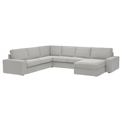 Canapé sectionnel KIVIK gris clair, design moderne aux lignes épurées, coussins moelleux et housses amovibles.