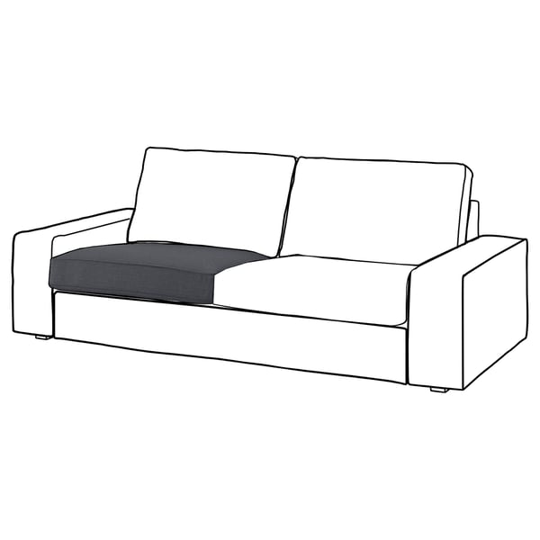 Un canapé moderne de couleur claire nommé KIVIK au design minimaliste, aux lignes épurées et aux coussins carrés.