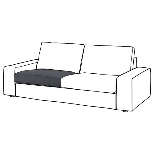 Un canapé moderne de couleur claire nommé KIVIK au design minimaliste, aux lignes épurées et aux coussins carrés.