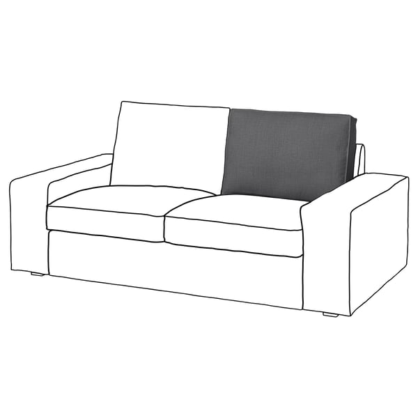 Causeuse KIVIK, grise et blanche, design moderne, coussins bicolores, forme rectangulaire.