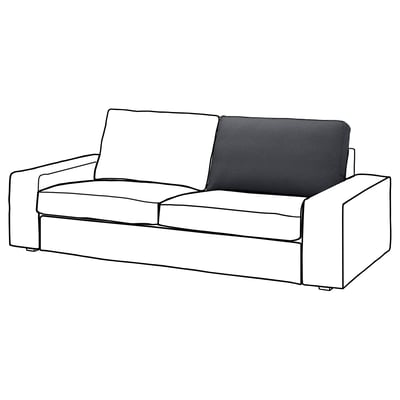 Canapé KIVIK : design minimaliste moderne, tissu gris foncé, forme carrée avec deux coussins.