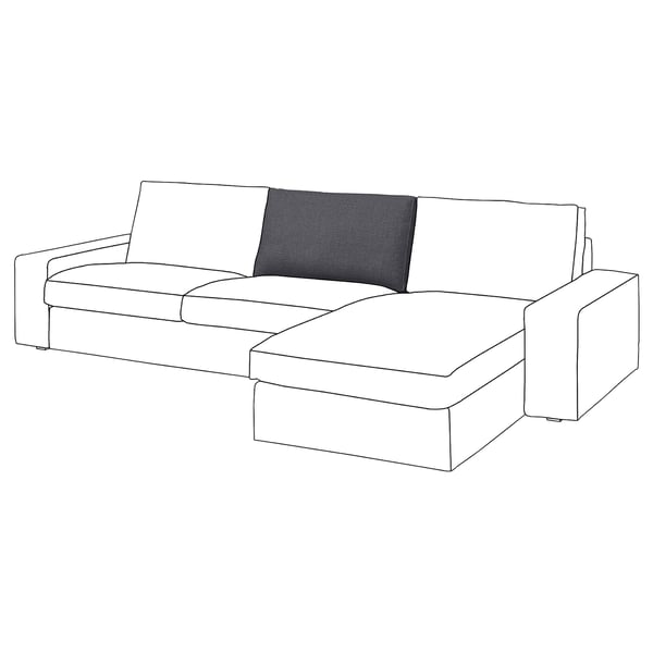Canapé KIVIK, style moderne, blanc avec appui-tête gris foncé, coussins rectangulaires.