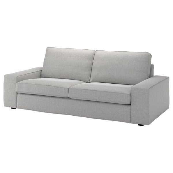 Canapé KIVIK gris, design moderne, tissu gris clair, lignes épurées.