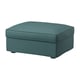 Pouf KIVIK : rectangulaire, vert foncé, velours côtelé, doux, avec un motif ondulé légèrement lustré.