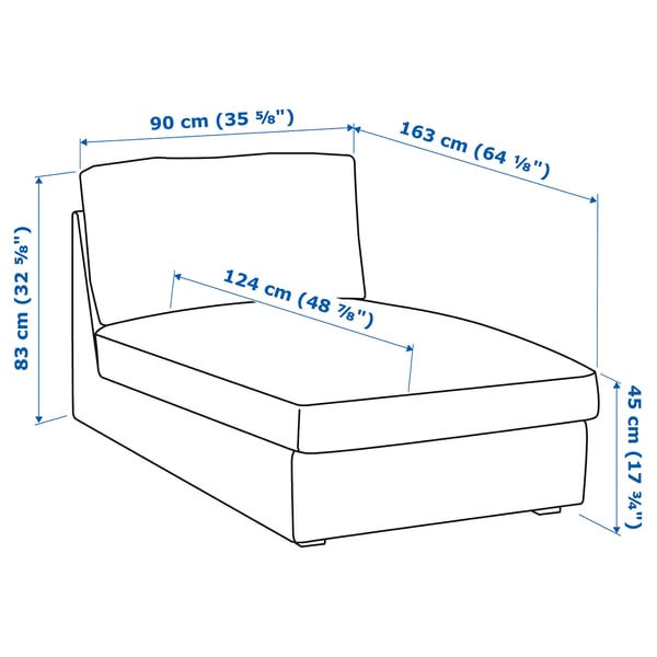Illustration avec les mesures du produit : KIVIK.