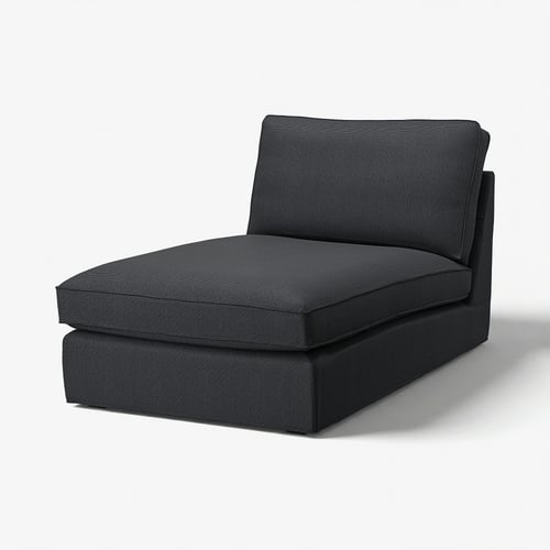 Chaise longue noire KIVIK, moderne et confortable, rembourrée en tissu recyclé.