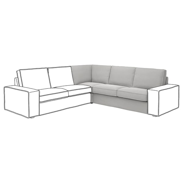 Canapé d’angle KIVIK en gris avec une assise douce et profonde et des lignes modernes.
